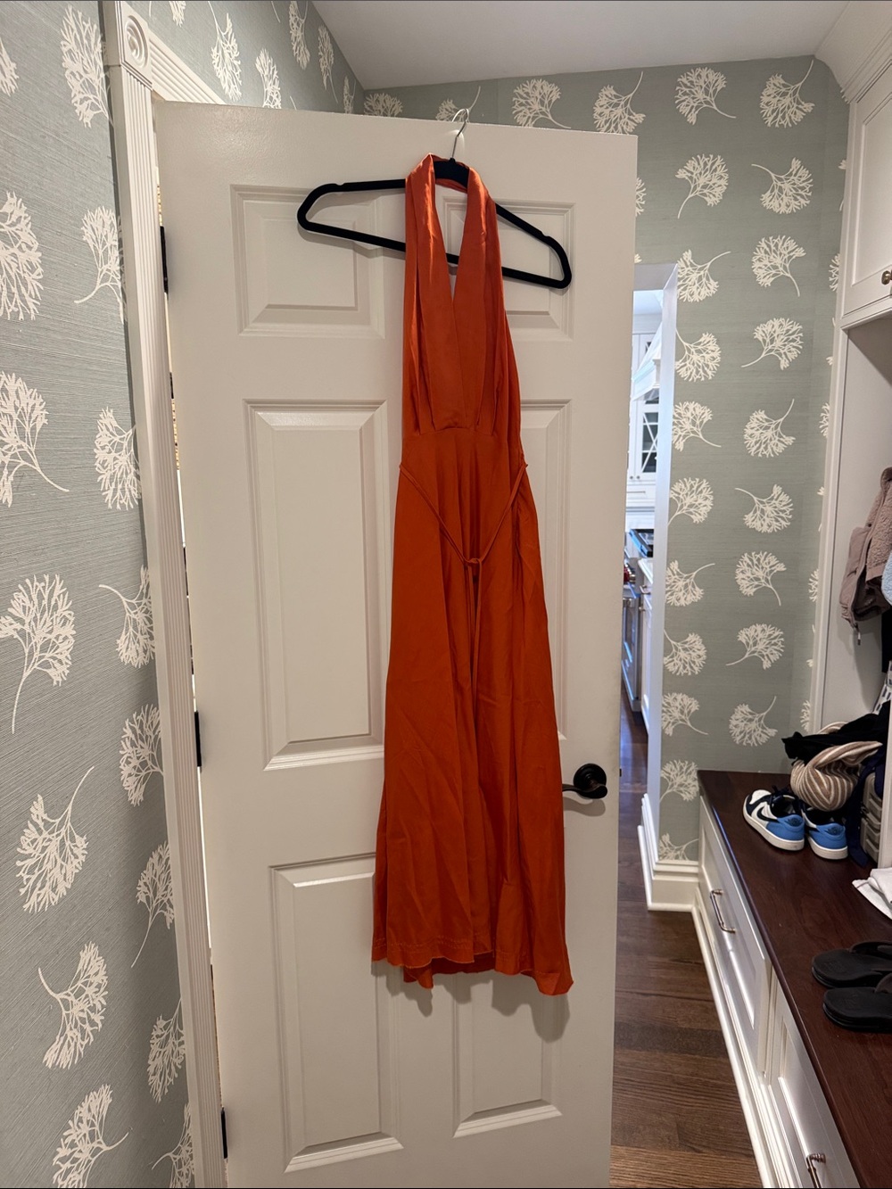 Zara Orange Sleeveless V-Neck Midi Dress - Picture 3 of 5